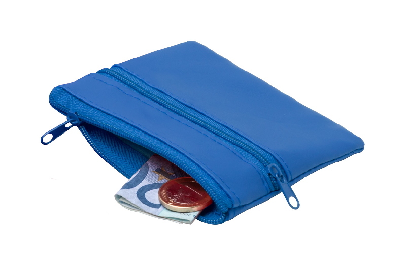 Porte-monnaie zippé en microfibre - Couleur bleu - Poids 16 gr_0
