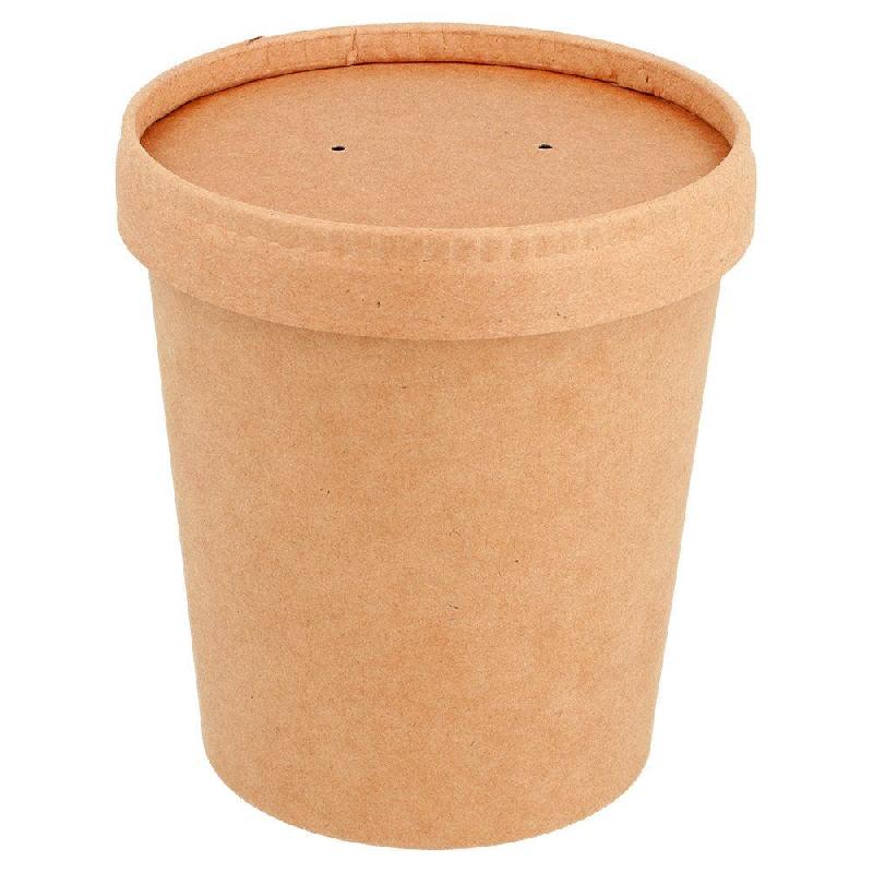 Pot à soupe combo en kraft + couvercle 480ml Ø9,8/7,5x10cm par 250_0
