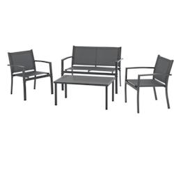 Salon de jardin CEBU - Structure Acier - 4 personnes - Gris AUCUNE - 3619995048064_0