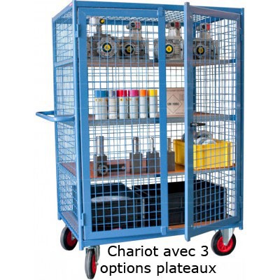 SERVANTE GRILLAGÉE BLEU PETITES MAILLES VERROUILLABLE - 500 KG