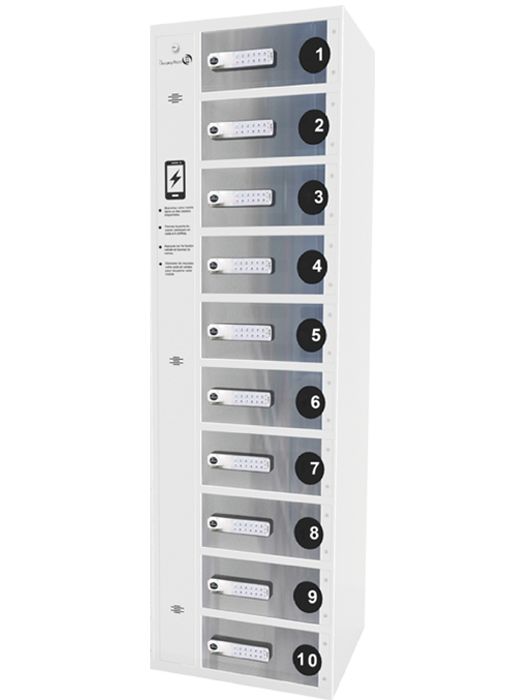 Station de charge multi-appareils Classic Wall Lite - 10 casiers sécurisés avec câbles trident et prises électriques_1