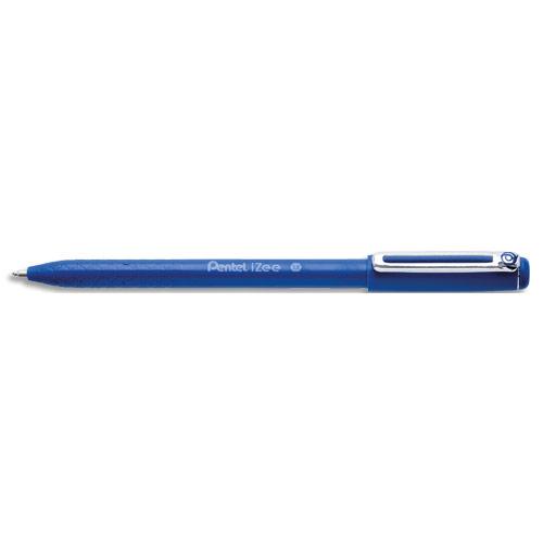 STYLO BILLE A CAPUCHON PENTEL IZEE - 1 MM - CLIP METAL - ZONE ALVEOLEE - RECHARGEABLE - BLEU A FAIBLE VISCOSITE