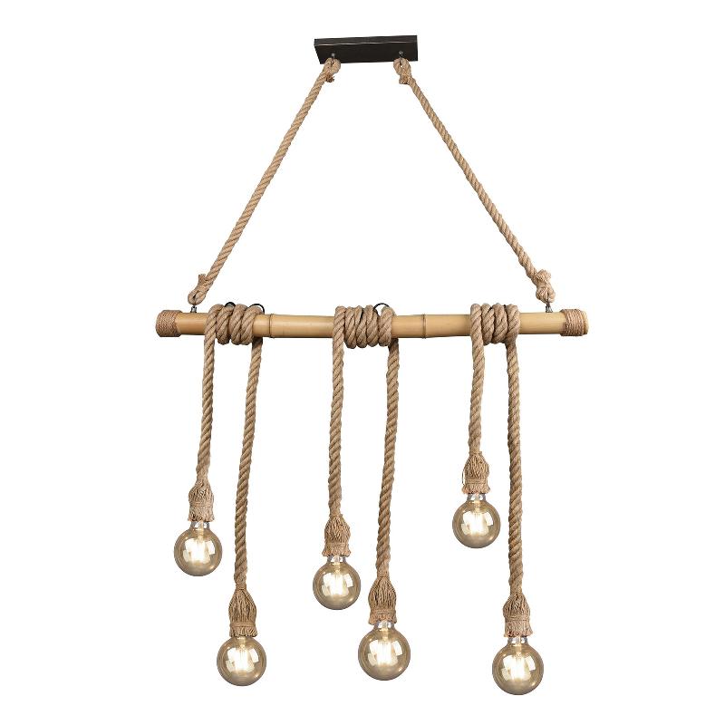 REALITY LEUCHTEN SUSPENSION WILMA EN BAMBOU, À 6 LAMPES
