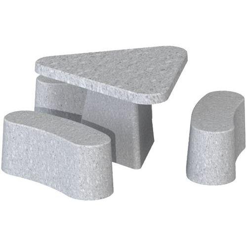 TABLE-BANCS TRIANGLE GRIS SABLÉ