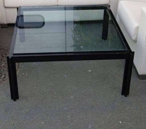 Table basse vintage par George Ciancimino d'occasion - Verre et Métal - Circa 1978 - L89xP89xH38_0