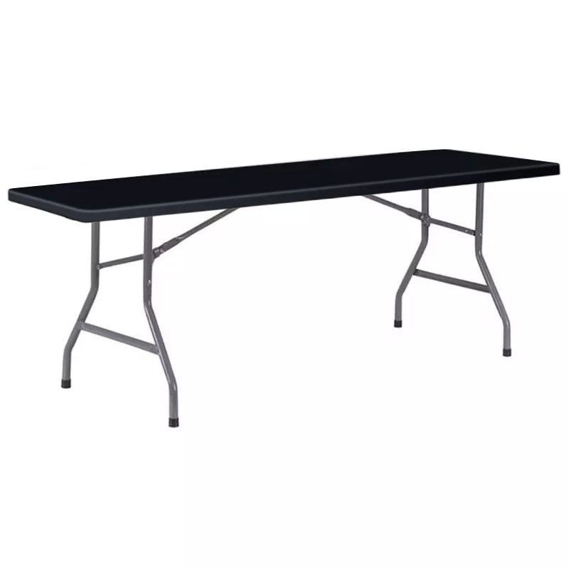 Table pliante noire - plateau en polyéthylène anti-UV, piètement acier, charge 500 kg_0