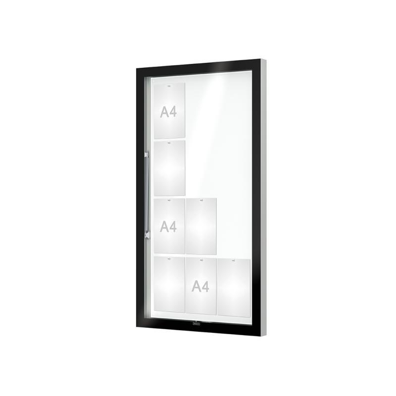 Vitrine murale Edge 80 - Affichage simple face - Taille de 12 à 28 A4 - Verre sécurisé - Porte levante_0