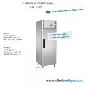 W60alp armoire réfrigérée inox positive, -2 / +8°c, 537 litres_0