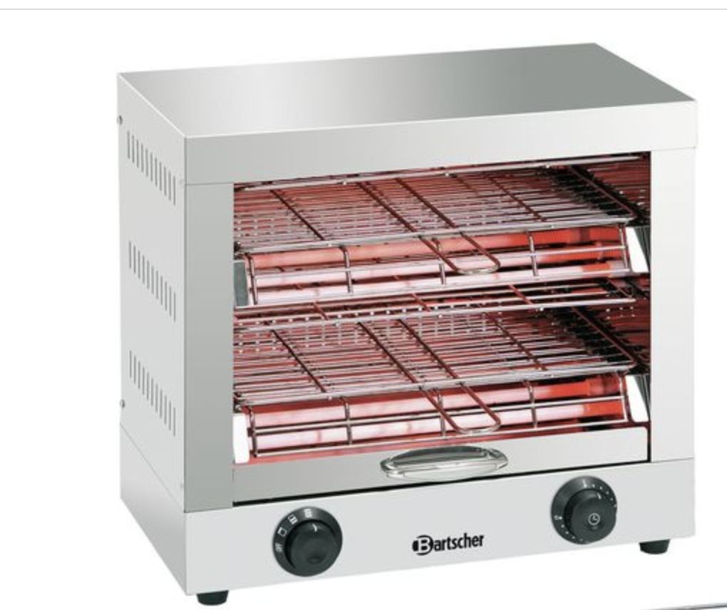 Toaster professionnel double niveaux - Acier inoxydable - Résistances Quartz - Minuterie 15 min_0