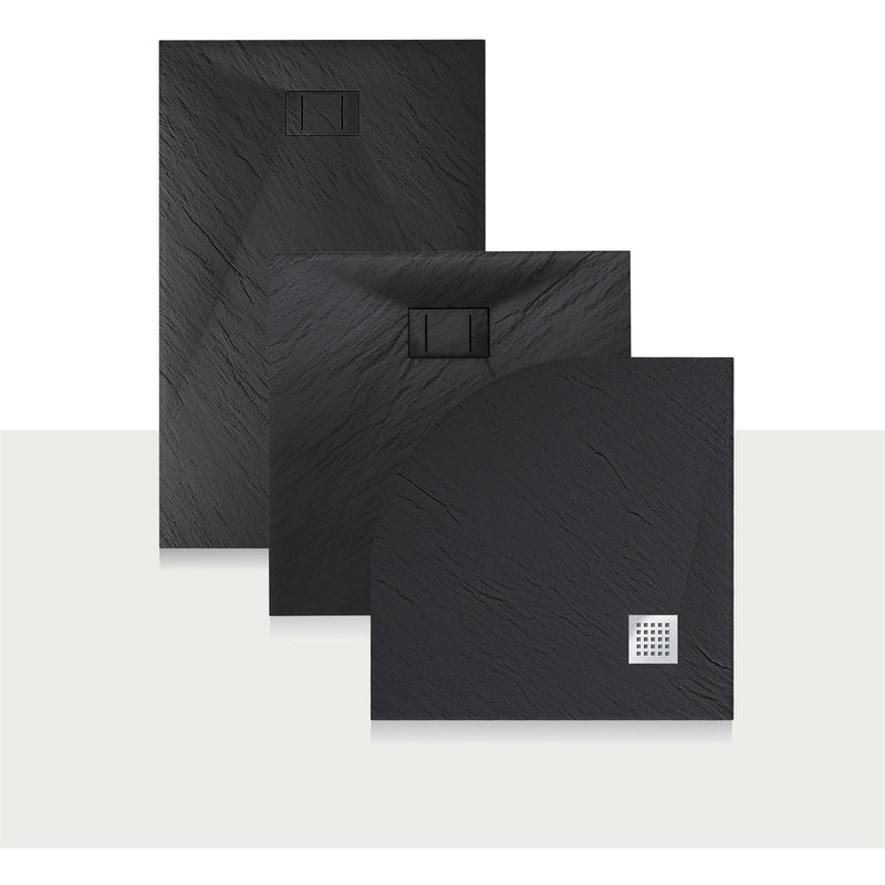 Blend Bac /à Douche 90x140x2,6 CM Rectangulaire Anthracite Effet Pierre Mod