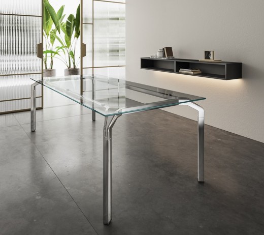 Bureau de direction moderne en verre et pieds chromés YOGA - Réf 4901 FR101_0