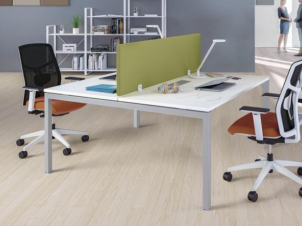 Bureau bench 2 personnes Aska U avec piètement métal et plateau stratifié_0