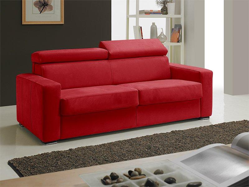 Canapé convertible express Melbourne - Couchage 120 cm - Matelas 18 cm - Tweed rouge_0
