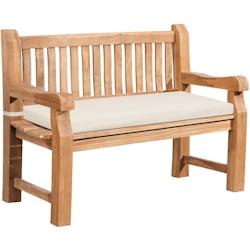 CLP Banc de jardin en teck Jackson avec coussin Crème/106x48x8 cm - beige Bois manufacturé 327266_0