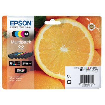 Epson 33 'Oranges' Cartouche d'encre originale Claria Premium Pack 5 couleurs (C13T33374011) - Noir, Noir Photo, Cyan, Jaune, Magenta_0
