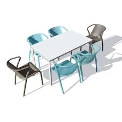 EZPELETA Ensemble repas de jardin 6 places en aluminium laqué blanc - MEET - blanc aluminium MEET-TB160B-FADO_0