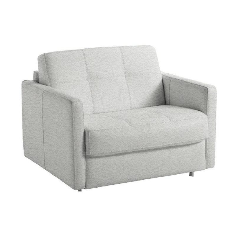 FAUTEUIL CONVERTIBLE EXPRESS CUBE COUCHAGE 75* 197*16CM CUIR VACHETTE BLANC CASSÉ_0