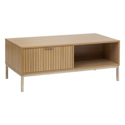 FIVE Table basse 1 tiroir et 2 niches de rangement L 100 cm - Naturel - beige 3560232961878_0