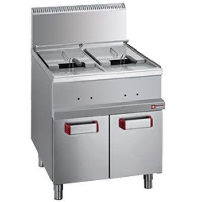 Friteuse gaz 2 cuves 14 litres sur armoire - Diamond - 21500 kcal/h - 700x700xh850/1170 mm_0