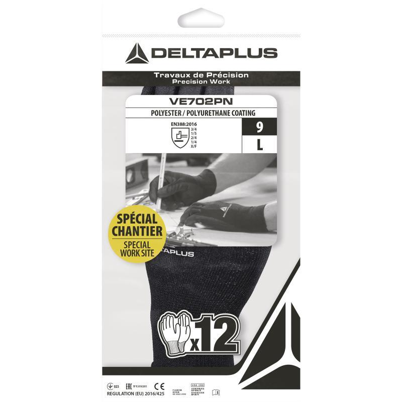 Gants de manutention polyester - enduction polyuréthane - jauge 13 - x12 paires - VE702PNG12_0