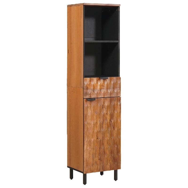 Helloshop26 - Armoire de salle de bain moderne avec étagère 38 x 33 x 160 cm rangement pratique style épuré en bois de mangue marron 02_0057781 -_0