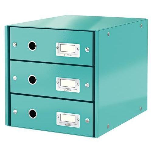 Leitz module de classement 3 tiroirs wow en carton recouvert de polypropylène. Coloris menthe_0