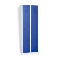 Lot de 2 Vestiaires industrie propre - Largeur 250 mm 2 colonnes corps gris porte bleue_0