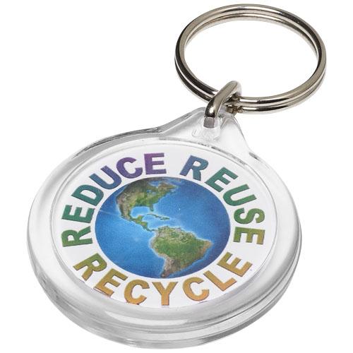 Porte-clés rond transparent I7 Orb - anneau fendu métallique - diamètre papier 3,3 cm_0