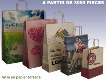 Sac publicitaire en papier kraft havane ou blanc sur mesure avec marquage quadri - fabrication chinoise_0