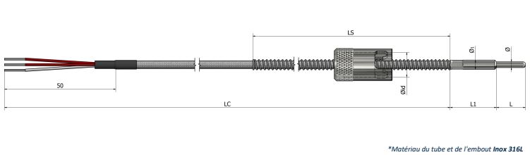 Sonde de résistivité à résistance de surface - Baïonnette PS31 - Pt 100, Pt 500, Pt 1000 - Classe A ou B_0
