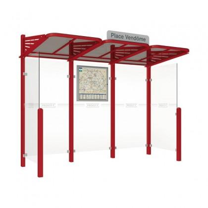 Station de bus conviviale - 3 modules de 3 000 mm - vitrage en verre Securit et PMMA fumé_0