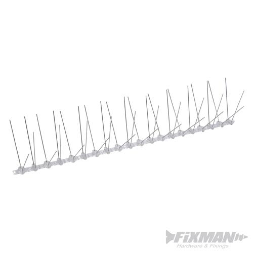 Lot de 10 jeux de pics métalliques anti-oiseaux 500 mm (2 pics) - FIXMAN - Base polycarbonate et pics inox_0