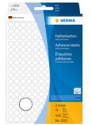 Étiquette/pastille de couleur ronde Ø 8 mm - 2210 - 5632 étiquettes adhésives blanches certifiées FSC®_0