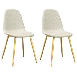 Décoshop26 - Set de 2 chaises de salle à manger en tissu velours crème couture losange pieds en fer doré DEC025507 - 3000255286614_0
