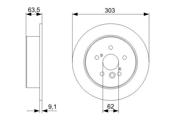 Disque de frein Bosch 0986479338 - boîte de 2, arrière, plein, 5 trous, épaisseur 9 mm_0