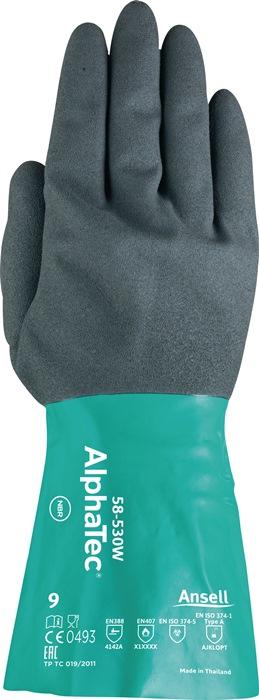 Gant de protection chimique AlphaTec 58-530W - taille 10 - vert bouteille/gris anthracite - EN 388, EN 374, EN 1149 - Catégorie EPI III - ANSELL_0