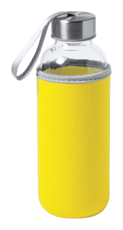 Gourde de sport en verre - 420 ml - Néoprène rouge avec dragonne_0