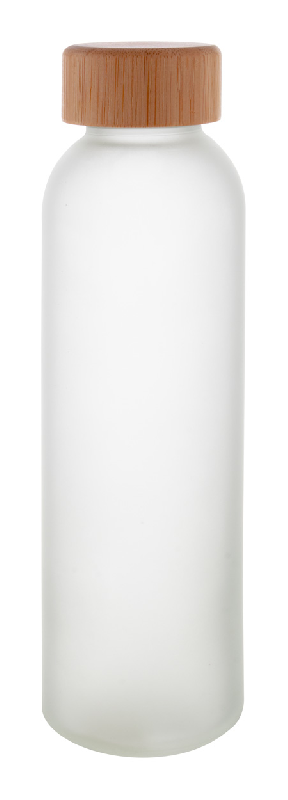 Gourde en verre givré - bouchon en bambou - 500 ml - blanc givré_0