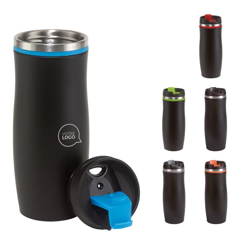Mug isotherme 400ml Rosetta Black - Gourdes et mugs publicitaires isothermes (double paroi)_0