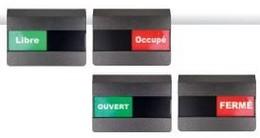 Plaque libre/occupé - ouvert/fermé en matériau de synthèse - 94 x 65 mm - fixation adhésive_0