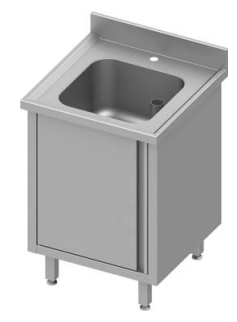 Plonge inox adossée avec 1 bac sur armoire portes battantes 600x700x900 - 934487060_0