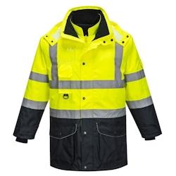 Portwest - Parka de travail 7 en 1 TRAFFIC CONTRAST HV Jaune / Bleu Marine Taille 2XL - XXL jaune polyester 5036108249237_0