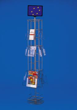 Présentoir porte-brochures rotatif sur pied Galaxy II - 12 cases A4 - argent / transparent_0