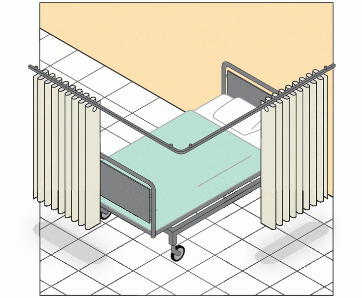 RIDEAUX PARAVENT SUR RAIL PLAFOND EN ANGLE