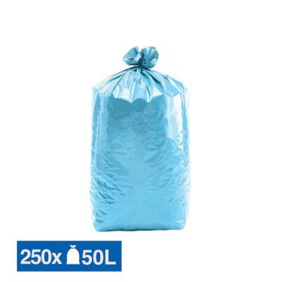 Sacs poubelle déchets courants bleus translucides 50 L, lot de 250_0