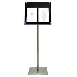 Securit® Support d'Affichage de Menu – Noir – Plastique & Métal – Affiche 2xA4 – 13,6 kg - noir inox ECM-85-2A4PA-COMP_0