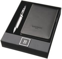 Set Isère de Balmain - Stylo bille gainé de cuir et bloc-notes imitation cuir sous écrin_0