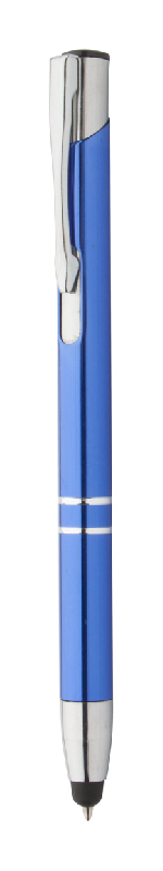 Stylo à bille avec stylet en aluminium - encre bleue - couleur bleue - 14 g_0