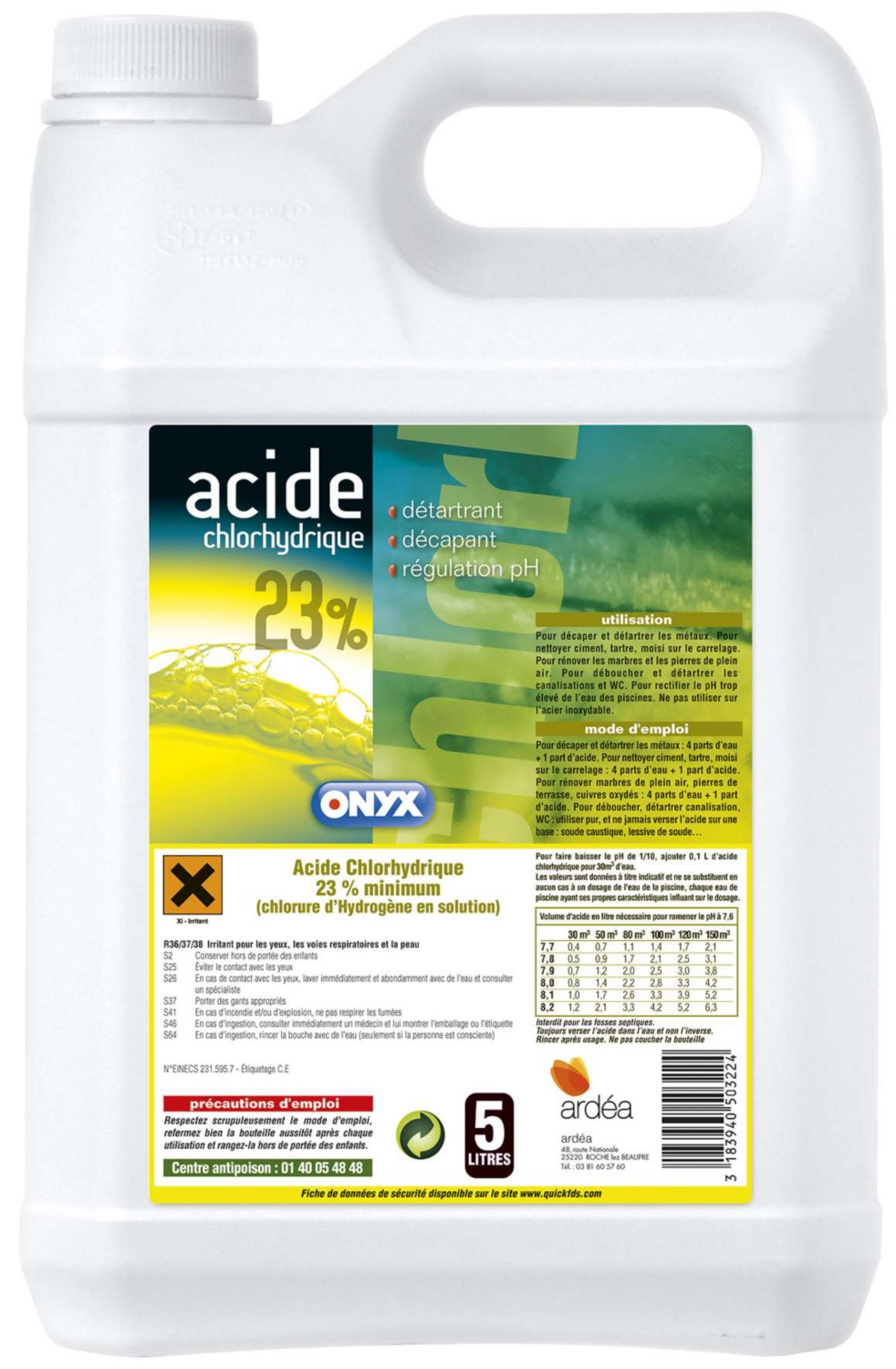 ACIDE CHLORHYDRIQUE 23%