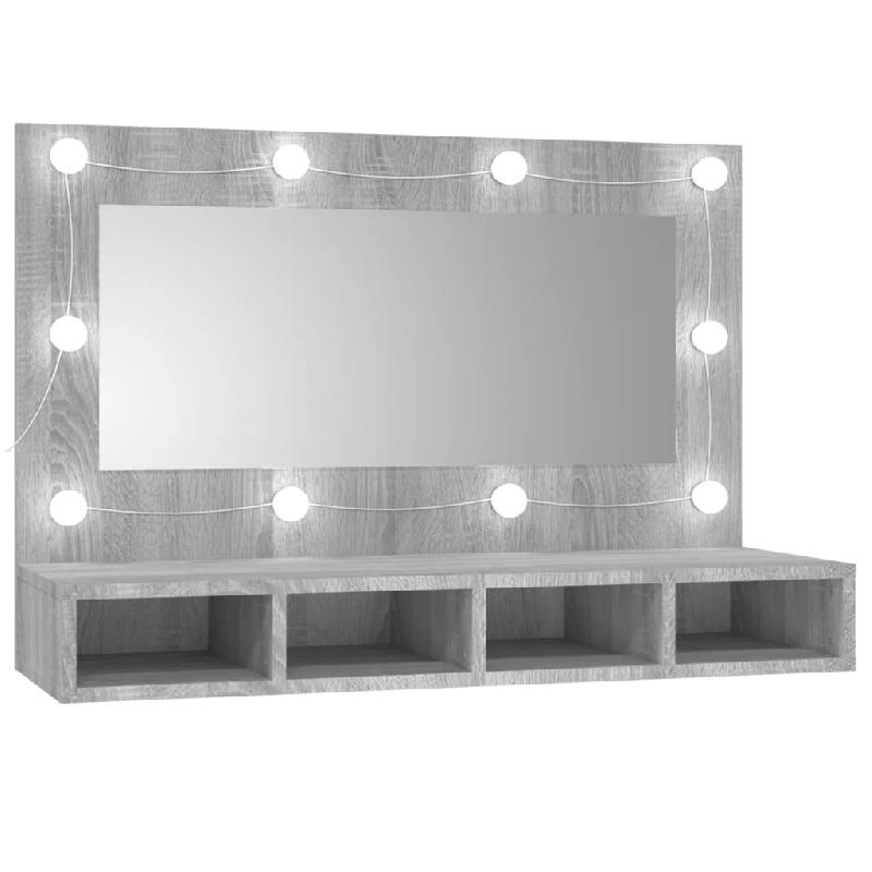 ARMOIRE À MIROIR AVEC LED 90 X 31,5 X 62 CM GRIS 02_0006679_0
